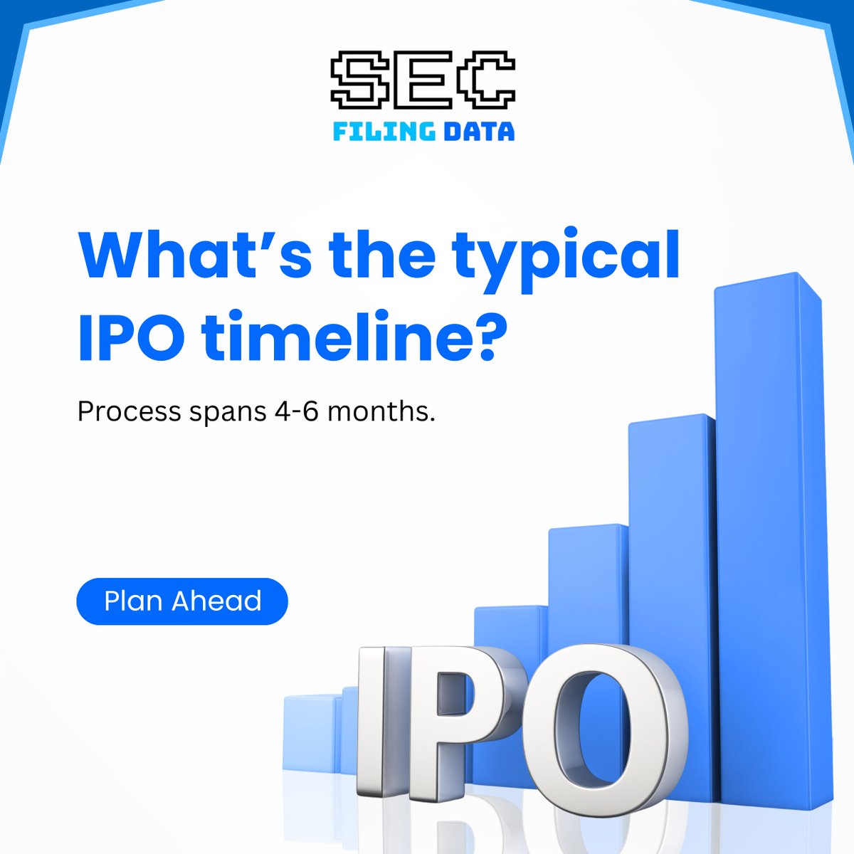secfilingdata's tweet image. What's the typical IPO timeline? The process spans 4-6 months, so plan ahead. Learn More: secfilingdata.com

#IPOTimeline #PlanAhead #GoingPublic #SECFilings #InvestmentProcess #CorporatePlanning #MarketPreparation