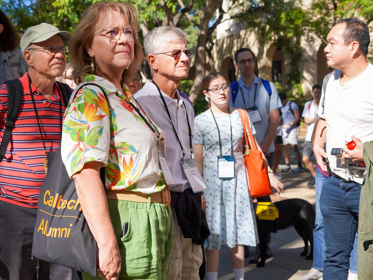 caltechalumni's tweet image. The first day of Alumni Weekend is in full swing! The morning began with a modern architectural tour led by Caltech’s History &amp;amp; Architectural Tour Service (CHATS), giving alumni the chance to revisit their old stomping grounds and explore the newest spaces across campus.