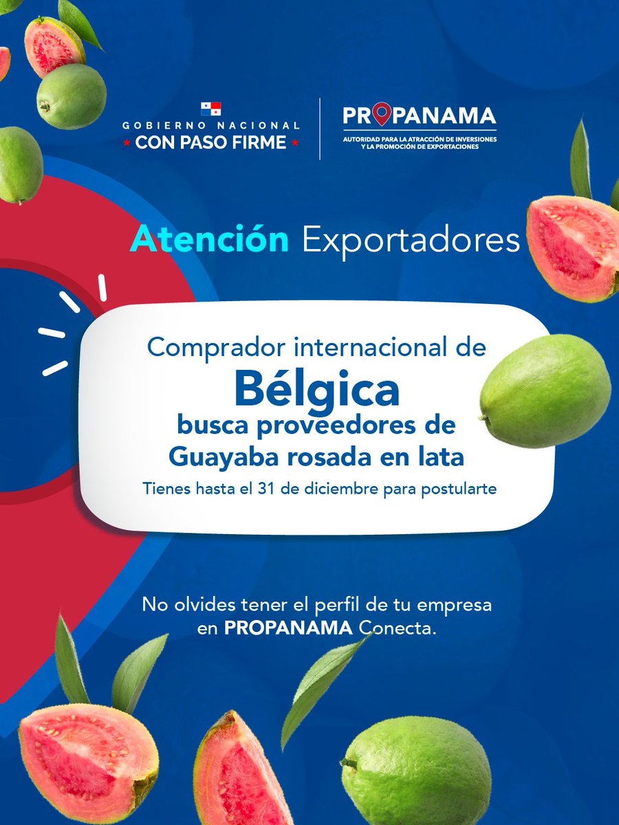 propanamagob's tweet photo. ¡ATENCIÓN EXPORTADOR!

Regístrate en https://t.co/ND06QcN6JO y descubre esta y más oportunidades de negocio.

Enlace directo para proveedores de guayaba rosada en lata en nuestra bio o aquí: https://t.co/73jT26pifd https://t.co/OhkmmRywxv