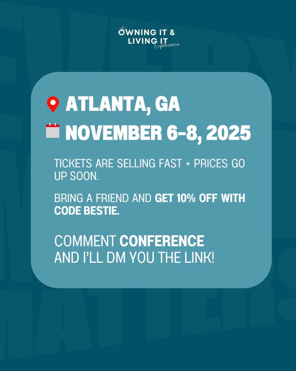 🔥 ATLANTA, I’m coming for you!
I’ll be speaking at the Owning It &amp; Living It Experience — Nov 6–8!
Come get inspired, make connections, and take your next big step.
🎟️ Use my code LARR10 for 10% off → experience.owningitandlivingit.com
#OwningItLivingIt #AtlantaEvents #SpeakerLife