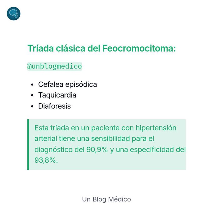 unblogmedico's tweet photo. 🏥 | Triada clásica del Feocromocitoma: https://t.co/D1WVXFvCHG