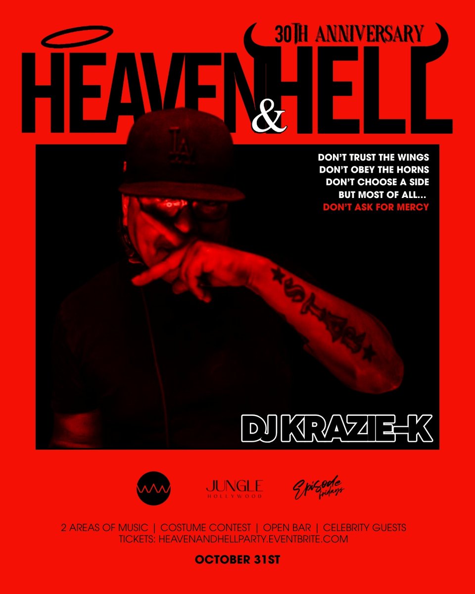 WorldwidePres's tweet photo. This Halloween, Heaven &amp; Hell comes alive with two stages of non-stop music that will take you from sinful to celestial in seconds.
🎧 DJ BUTCH | GDNSS | DJ KRAZIE-K https://t.co/dztiRhIHld