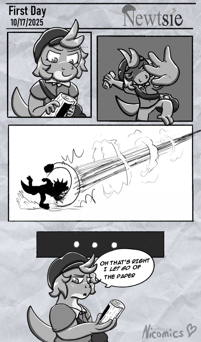 Howdy gang! Here's the debut of a short series of comics about Newtsie! Enjoy! #ocart #Newtsie #comic