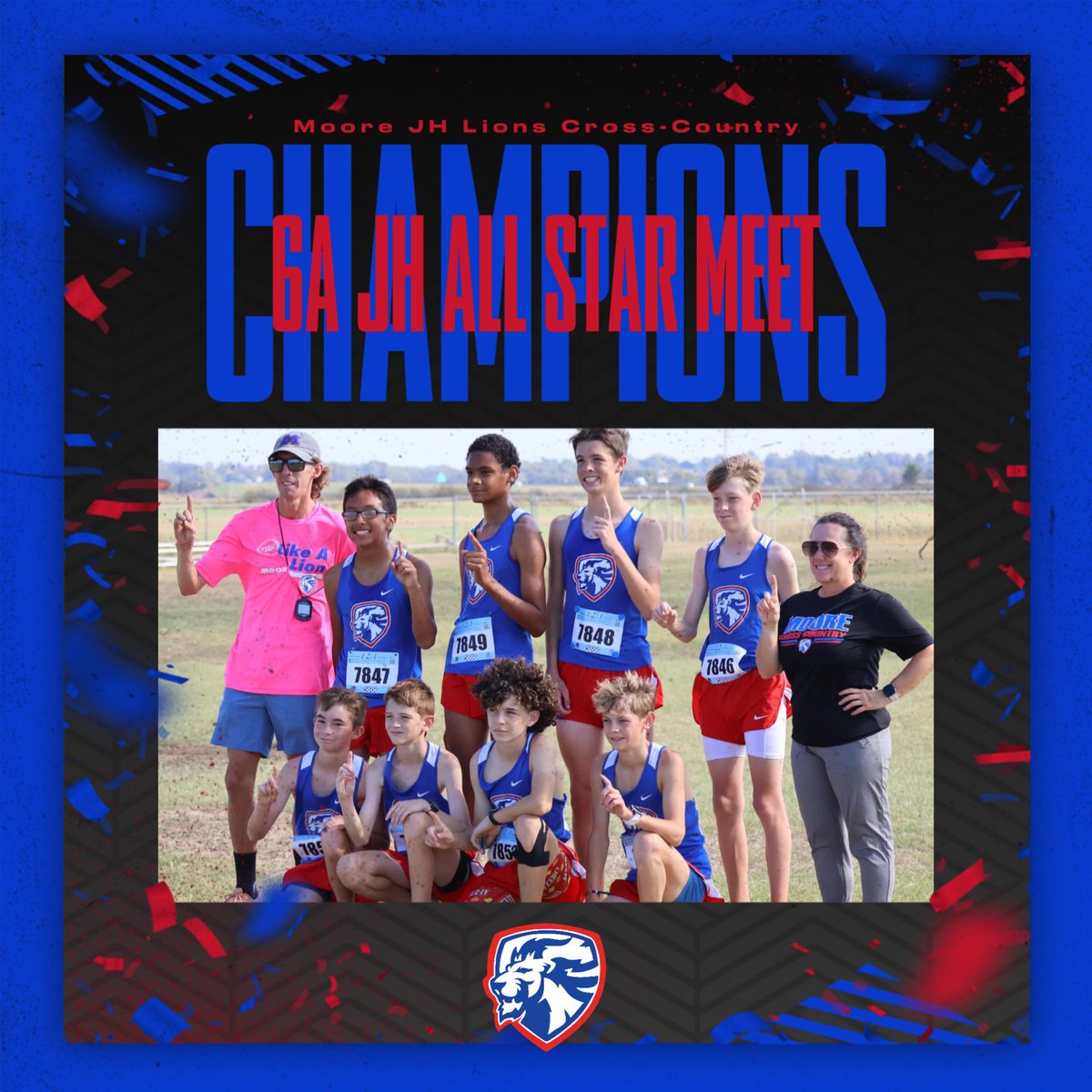 Moorexctf's tweet image. The future is bright! Congratulations to our JH boys on the JH All-Star Meet Championship‼️🦁💙