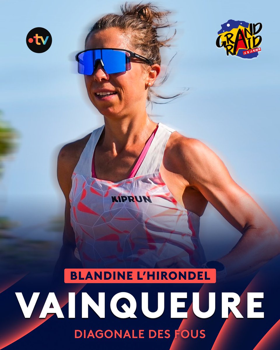 francetvsport's tweet photo. ⛰️#GrandRaidReunion | 🤩 FABULEUX ! BLANDINE L’HIRONDEL REMPORTE LA DIAGONALE DES FOUS CHEZ LES FEMMES, AVEC UNE 8E PLACE AU À L’ARRIVÉE !

🇫🇷 Elle s’offre la victoire en 27H26' sur cette édition 2025 !

📷 Instagram : Blandine L’Hirondel https://t.co/B0sBkynwYM