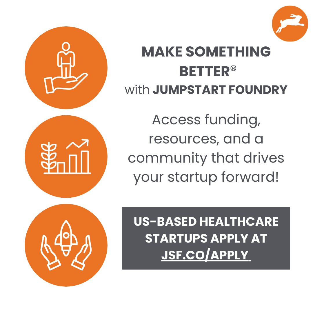 jsfoundry's tweet image. 👥 Healthcare startup founders—are you ready to scale? JSF&apos;s Q4 2025 Applications are open until Nov. 7th. Don’t miss your chance at $150K, Jumpstart Insight programming, and a community of mentors, vendors, &amp;amp; peers!

Apply now: bit.ly/48qMHCF

#HealthcareInnovation