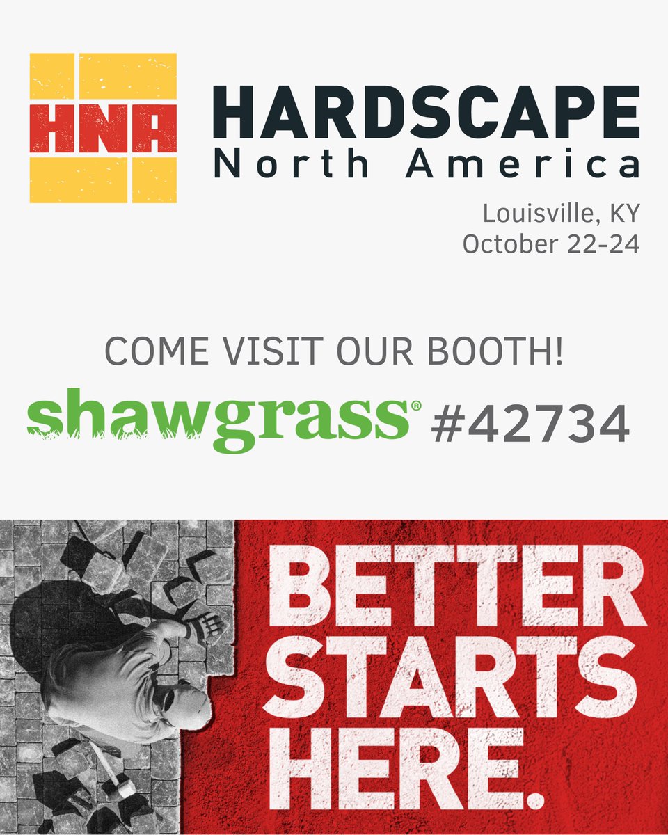 We’re heading to Louisville for our first-ever exhibit at #HardscapeNA ✈️ 
Catch us Oct 22–24 at the Kentucky Exposition Center and see how our turf transforms outdoor spaces. Come say hi 👋
#HardscapeNA #Shawgrass #OutdoorDesign #LandscapeDesign #ArtificialTurf #TurfSolutions