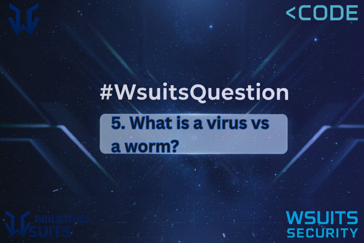 WSuits_Ind's tweet image. 5. What is a Virus vs a Worm
#wsuitsindustries #wsuits6 #hackerboost #CyberSecurity