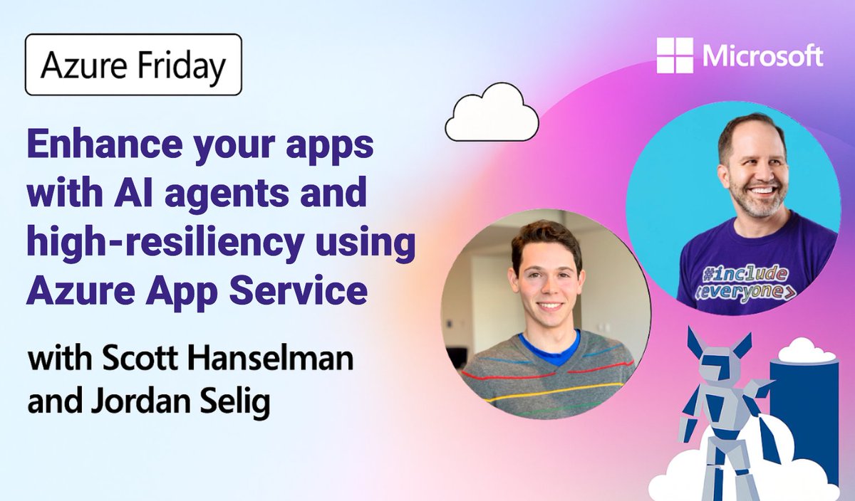 mayunkj's tweet image. 📢 Hey Everyone: New @azurefriday episode just dropped! 
 
💡 “It’s amazing how easy it is to add resiliency and intelligence without rewriting your app.” —  @shanselman  

🔗 See the demo: aka.ms/AppService/Azu… #AzurePaaS