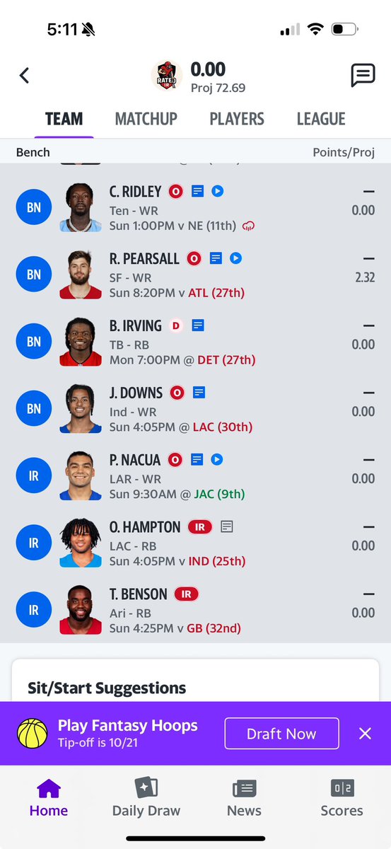 m_pritch's tweet photo. My team is broken. @TheFFBallers @YahooFantasy https://t.co/YuL1kcp23l