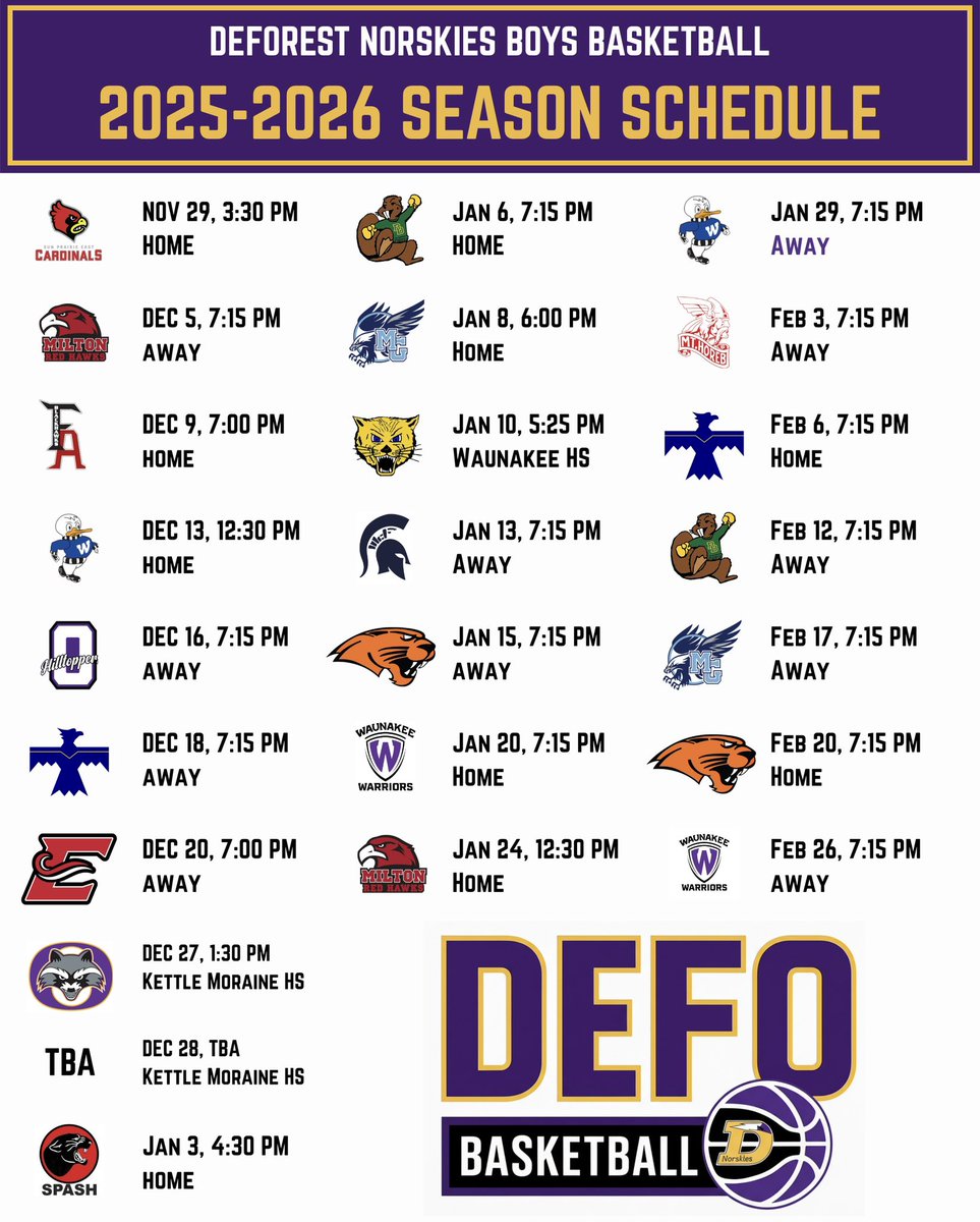 🚨 Full Schedule Drop! 🚨