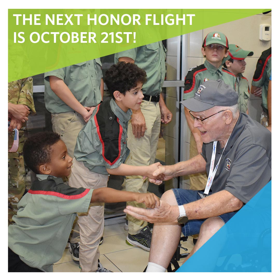 The <a href="/HonorFlightNet/">Honor Flight Network</a> team and a special group of veterans will be flying in on October 21st around 8 pm, after their trip to the Washington, D.C. and the entire community is invited to greet them at the baggage claim area! 😄Bring your flags 🇺🇸  and patriotic posters! 
#IFlyPie