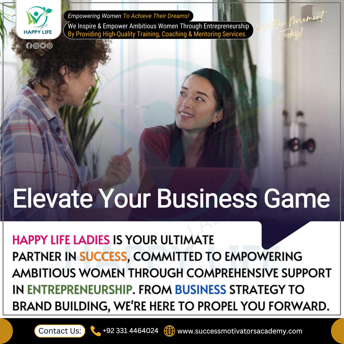 happylifeladies's tweet photo. 🌟 Elevate Your Business Game — Backed by Brain Science! 🌟
📞 Call/WhatsApp: 0331-4464024
🌐 https://t.co/dUVso3acEu
#HappyLifeLadies #WomenEntrepreneurs #ScienceOfSuccess #BusinessGrowth #MindsetMatters #EntrepreneurshipJourney #EmpoweredWomen #PersonalBranding #Leadership https://t.co/8yD6dsNKyO