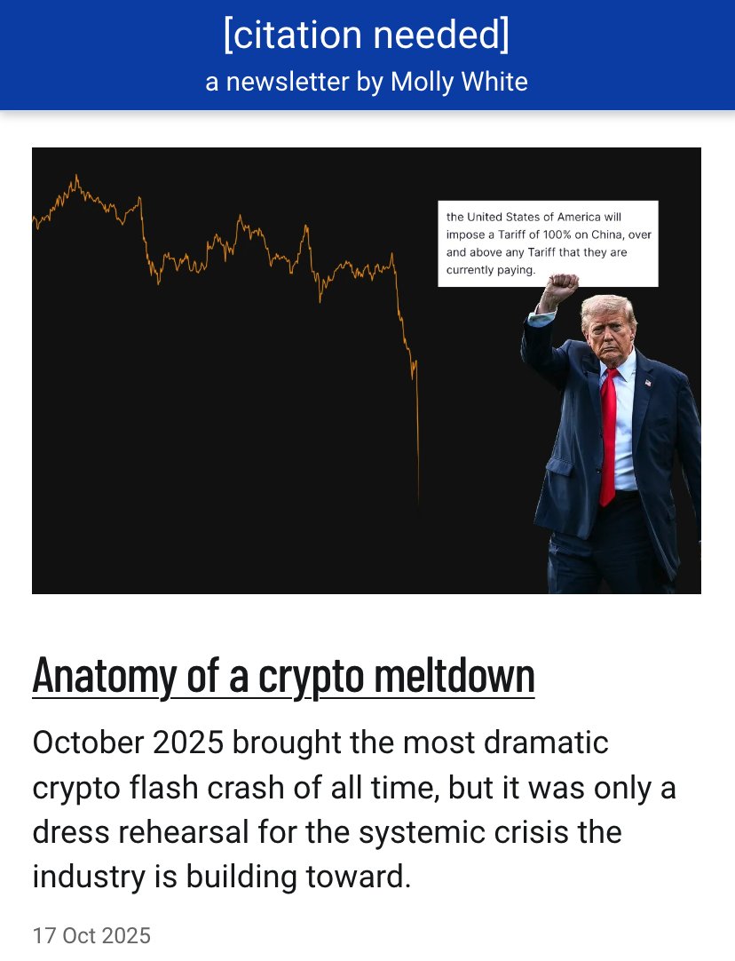 Newsletter: Anatomy of a crypto meltdown October 2025 brought the most  dramatic crypto flash crash of all time, but it was only a dress rehearsal  for the systemic crisis the industry is