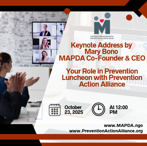 MAPDA_mom's tweet photo. We’re honored that MAPDA Co-Founder & CEO Mary Bono will keynote the “Your Role in Prevention” Luncheon in Columbus, Ohio next week with @PreventionAction.

Together, we’re advancing awareness, reducing stigma, and inspiring action through prevention. 

#MAPDA #MaryBono #PreventionMatters #YourRoleInPrevention #HopeInAction