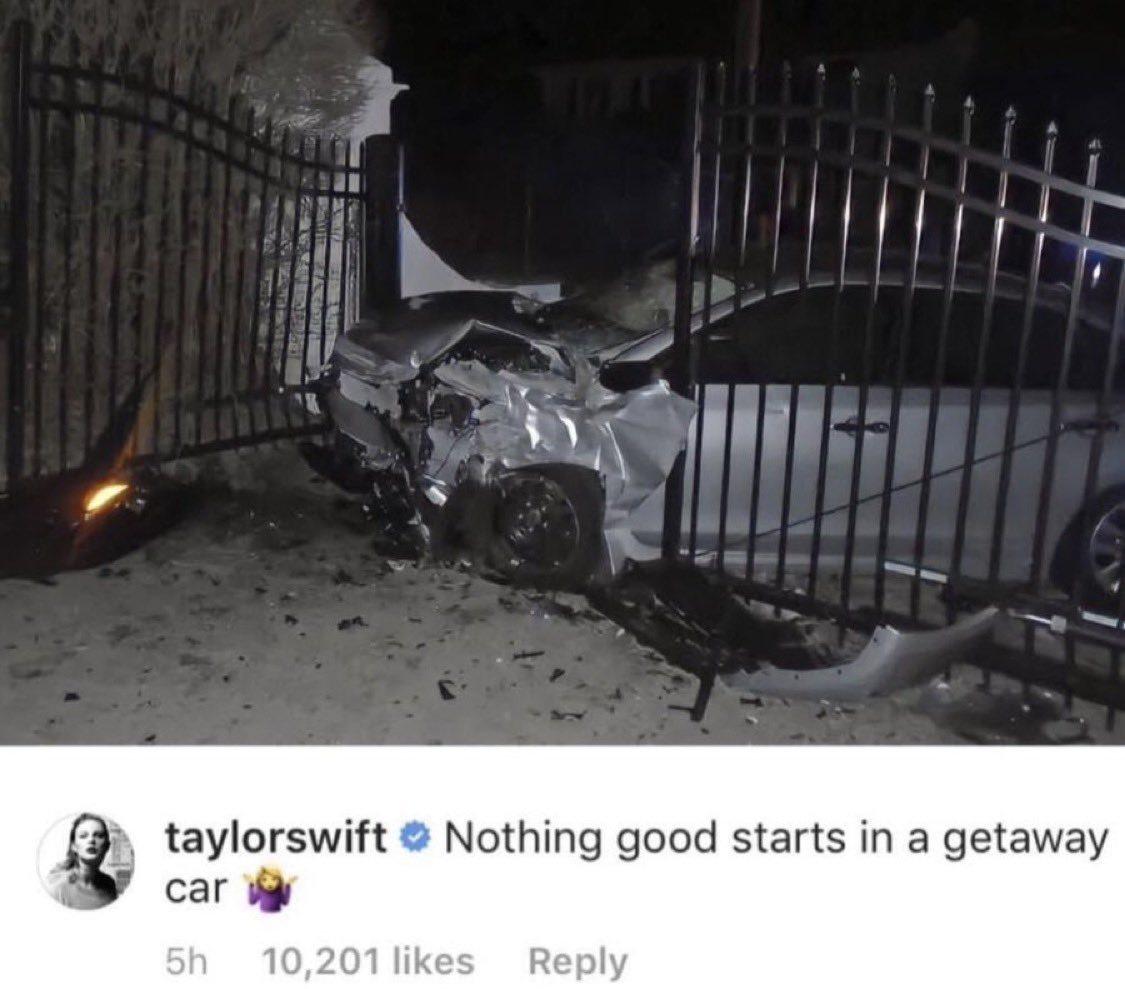 Remember when a stolen car crashed into Taylor Swift's house and she said…