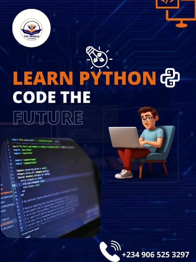 TECworldng's tweet image. Python is perfect for young coders and adults! 💻 Our in-center and online Python classes teach kids to create amazing projects. Join now!
tecworldng.com
call/chat +2349065253287

 #PythonProgramming #KidsCode 
#Adultclass
#portharcourt
#techtips
#bbnaija
#superfalcons