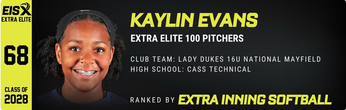 Evans Twins 2028 (@evanstwins2028) on Twitter photo Thank you again <a href="/ExtraInningSB/">EXTRA INNING SOFTBALL</a> for the recognition and ranking as a Top 100 Extra Elite Pitcher for the Class of 2028! I’m honored!!
<a href="/ToddMayfield85/">Todd Mayfield</a> <a href="/Dukes16uNat/">Lady Dukes Mayfield</a> <a href="/_Nikki_Nichole/">Nikki Nichole Media & Graphics</a> <a href="/MSPtakeover/">Minority Softball Prospects</a> 
<a href="/D1Softball/">D1Softball</a> 
<a href="/DpscdA/">DPSCD Athletics</a> 
<a href="/CoastRecruits/">Coast 2 Coast Recruits</a> 
<a href="/gatorjack72/">Girls In The Game</a> 
<a href="/MLBDevelops/">MLBDevelops</a> Thank you again <a href="/ExtraInningSB/">EXTRA INNING SOFTBALL</a> for the recognition and ranking as a Top 100 Extra Elite Pitcher for the Class of 2028! I’m honored!!
<a href="/ToddMayfield85/">Todd Mayfield</a> <a href="/Dukes16uNat/">Lady Dukes Mayfield</a> <a href="/_Nikki_Nichole/">Nikki Nichole Media & Graphics</a> <a href="/MSPtakeover/">Minority Softball Prospects</a> 
<a href="/D1Softball/">D1Softball</a> 
<a href="/DpscdA/">DPSCD Athletics</a> 
<a href="/CoastRecruits/">Coast 2 Coast Recruits</a> 
<a href="/gatorjack72/">Girls In The Game</a> 
<a href="/MLBDevelops/">MLBDevelops</a>