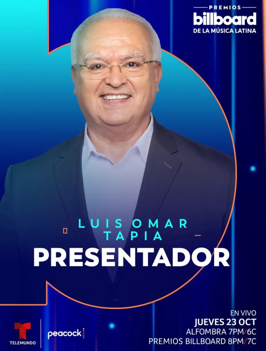 Premios Billboard de la música latina.

Jueves 23 de octubre.