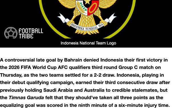 4. Bahrain🇧🇭 vs Indonesia🇮🇩

Late in a crucial 3rd round match between Bahrain and Indonesia, the referee’s seemingly signaled to add six minutes of stoppage time, as Indonesia was clinging on to a 2-1 lead.

However, not due to injury or any major stoppage, the match went all