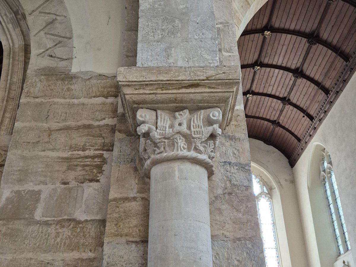 Mouse leave you with a little something for #RomanesqueRiday (thank you Rufus) from #StAndrewStogursey #Somerset

This is an important and rather overlooked Norman Romanesque church. It has a large amount of Romanesque carving to the arch capitals. But how much has been replaced?