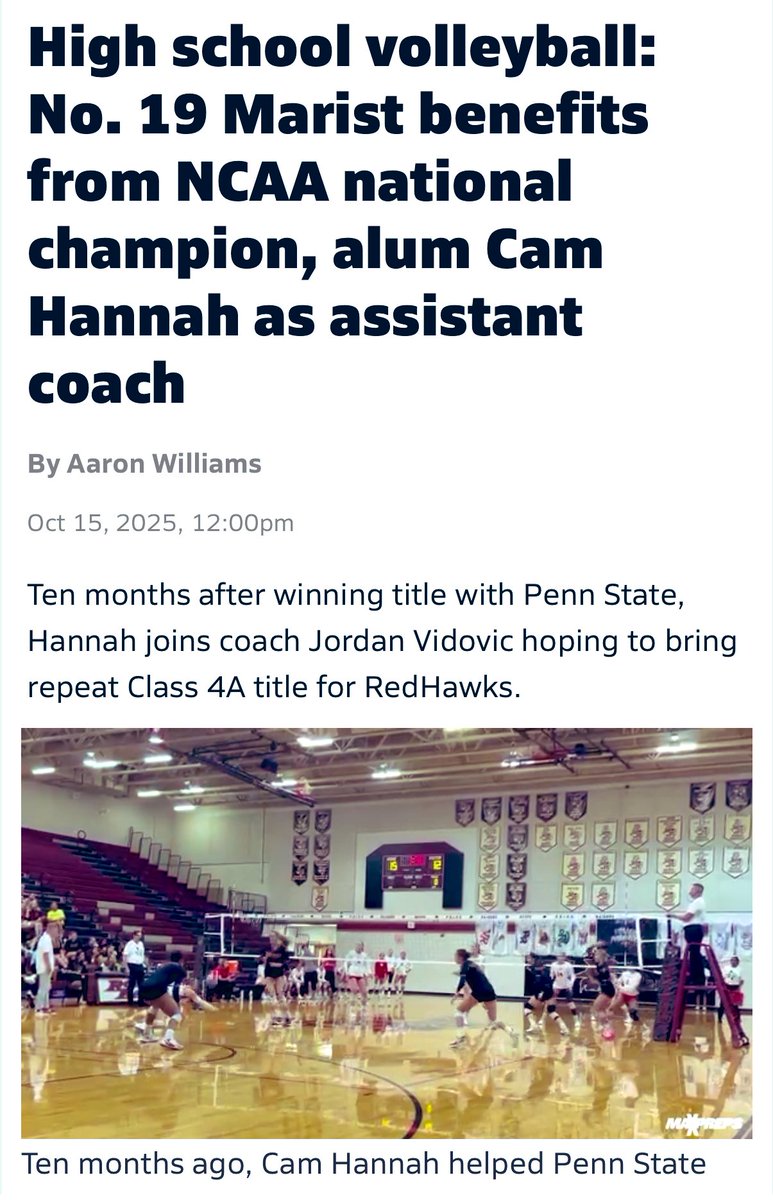 RedHawkVB's tweet image. Check out a great @Aa_ronWilliams from @MaxPreps National article on former #Program Champ and POY Camryn reuniting with the RedHawks #ChampFamSticksTogether 🤝 #Program ☝️