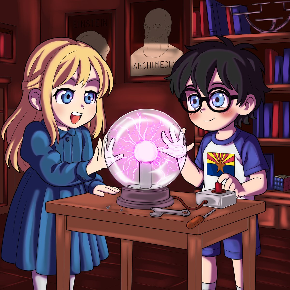 My OCs, Valentina ("Tina") and "Tec", as children when the future warrior princess was briefly in the autistic Arizonan engineer's world

Illuminated by <a href="/Tohsaka_Art/">Rin 遠坂</a>