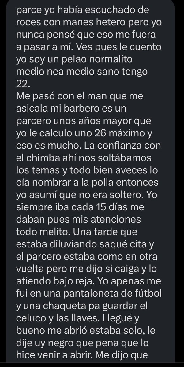 relatosg4y's tweet photo. La paja entre manes es muy chimba, nos los confirma este parcero que se ayudó con su barbero. 
Parte 1. 
#RelatosGayColombia #morbogay https://t.co/F6iS6kk8LH