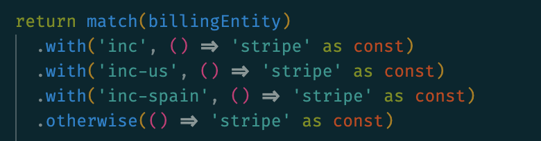 J0ntx's tweet image. Usou uma biblioteca para mandar um:
return 'stripe'
O PROGRAMADOR JAVASCRIPT TEM QUE ACABAR