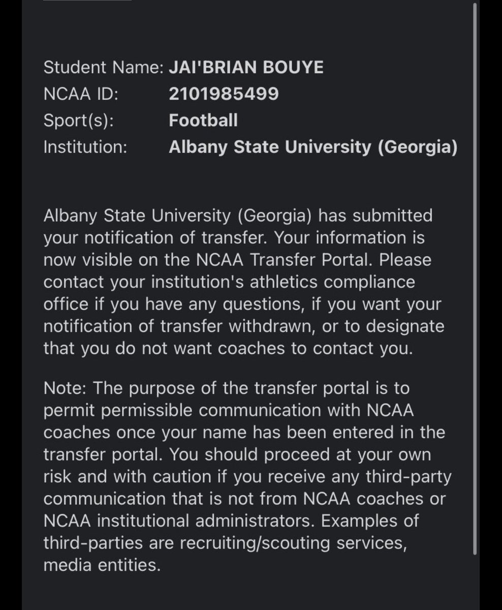 jbbouye's tweet photo. Looking for an opportunity to compete in the spring. 2 semesters away from graduating. Red Shirt Senior!! https://t.co/ebwb0O5Zle