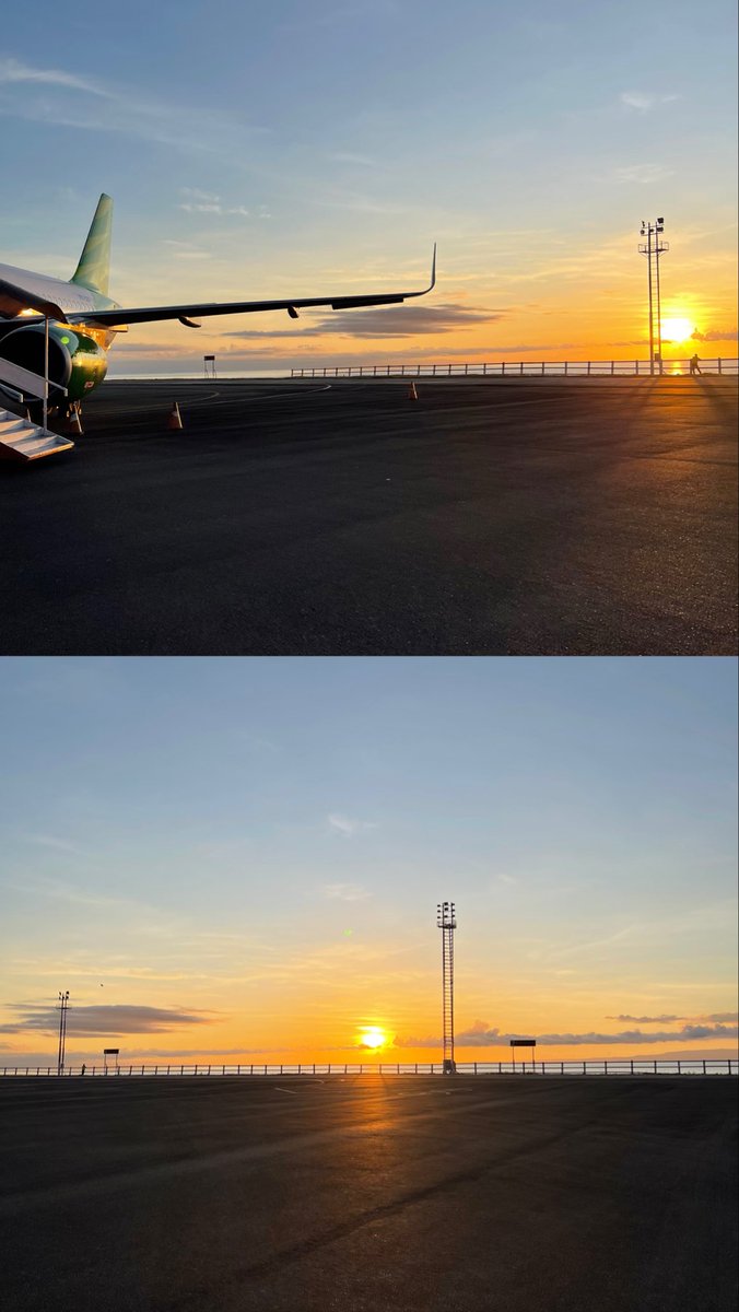 onokibo's tweet photo. This airport offers the most beautiful view of the sunset. https://t.co/EIEkWrnc9s