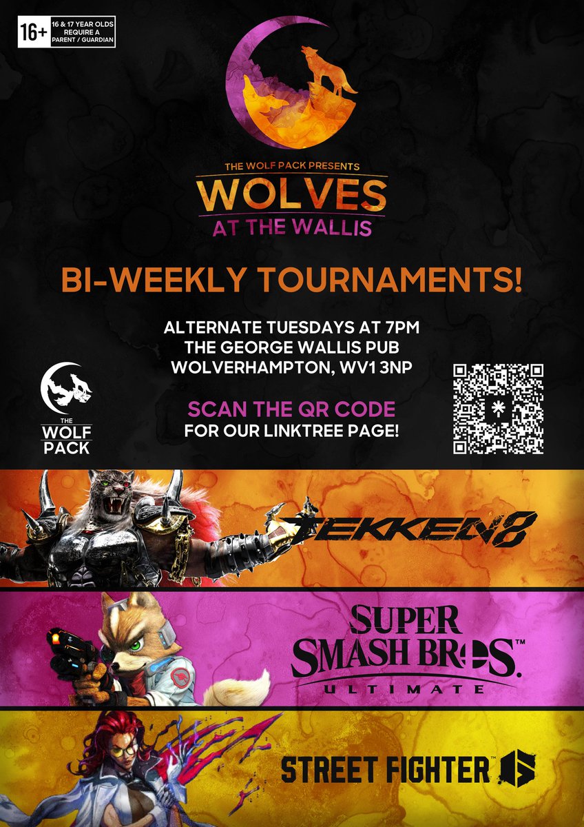 Wolves at the Wallis #72 signups are LIVE!

Featuring Tekken 8, SSBU and Street Fighter 6 🎮
George Wallis Pub, Wolverhampton 🏛️ 
Tuesday 21st October 📅 
6:45 Bracket Start 🕖 
18+ Event 🛑 

Signup link is in the replies 👇
