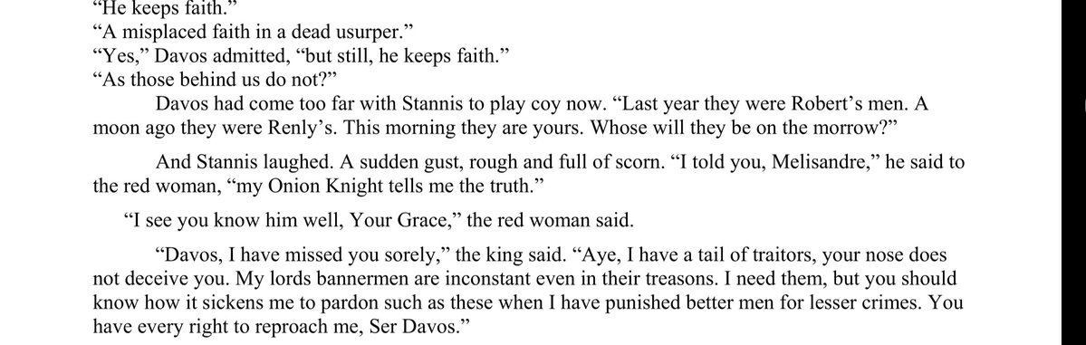 #ASOIAF #ACOK Davos is the goat. He'll always be Staniss'  best companion. One of the most level-headed right-hand men.