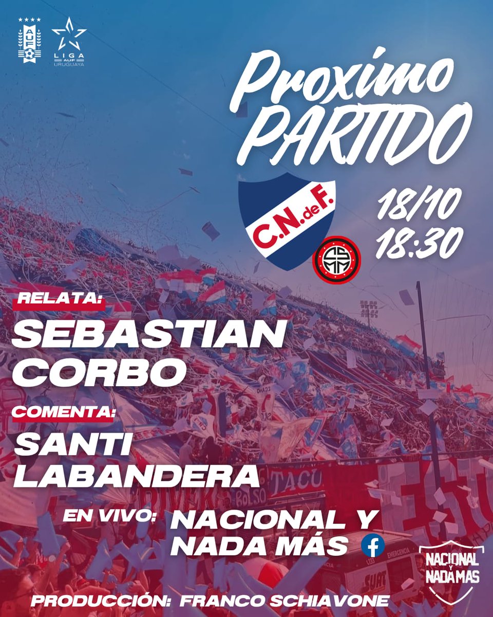 NacionalYNM's tweet image. Mañana volvemos a casa y @NacionalYNM te lleva el partido en vivo y en directo 🔵⚪️🔴🙌  

La más escuchada en @facebook 

#UnMismoSentimiento 
#3años 
#encasa