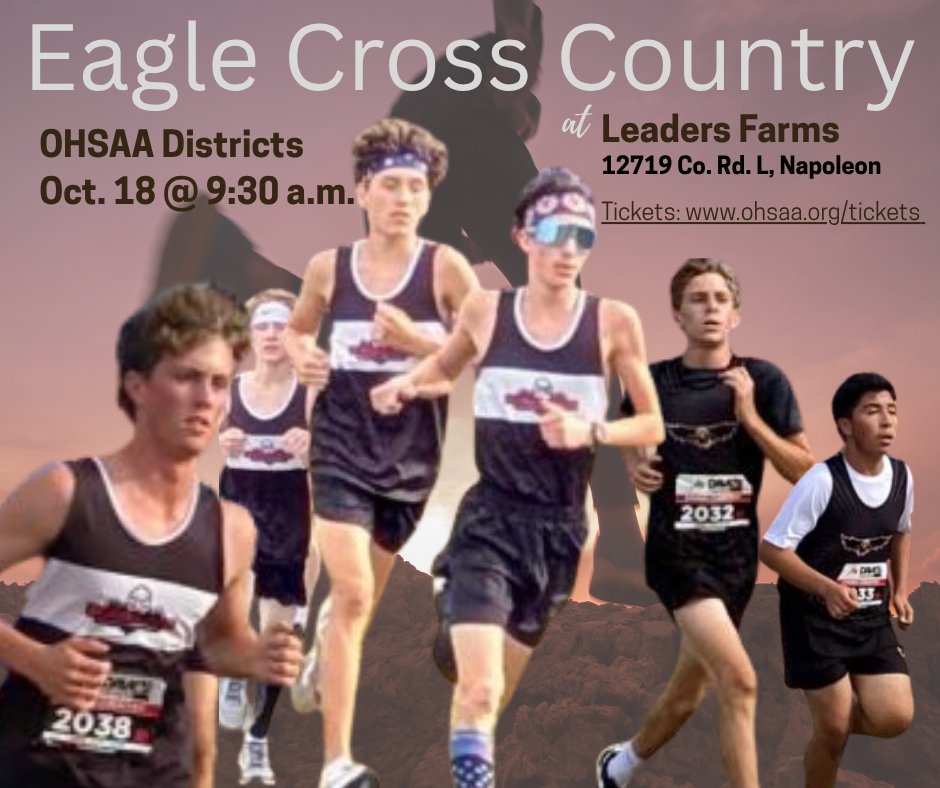Varsity Eagle Cross Country competes in the OHSAA Districts on Saturday at Leaders Farms at approximately 9:30 a.m. Best of luck, runners! Be strong, driven and focused! You’ve got this!