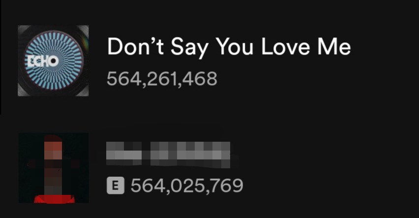 Most streamed 2025 songs by K-Act on Spotify:

1. DSYLM — 564,261,468 (+4,539,450)🔥
2....— 564,025,769 (+1,407,892)

Gap: +235,699

Vamos!! Ampliemos el gap!!!