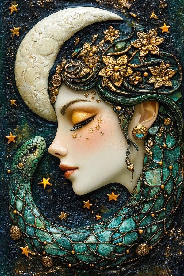 Moonlit Snake Goddess. Wall Art Prints: matthias-hauser.pixels.com/featured/moonl…