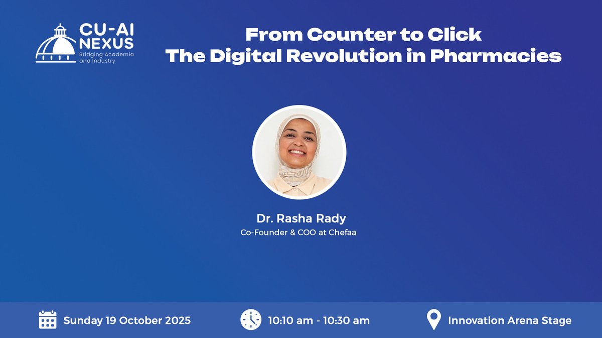 It will be my pleasure to deliver a talk on the innovation arena stage at my beloved Cairo university on Sunday,19th of October at 10 am 
Being a lecturer of pediatrics as well, brings added honor to deliver that talk to CU students &amp; audience CU-AI Nexus 2025
