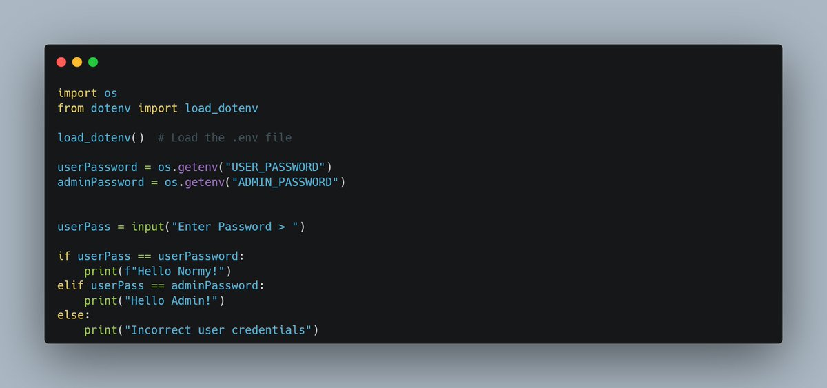 dkingony's tweet image. Day 70 of 100
Hey guys, tkinter's hell is over 😂
Today, I learnt something unique: "Secrets"
I learnt how to use the python-dotenv library to store secrets away from my codes. Using this, I worked on a simple login system.
#Replit100DaysOfCode #100DaysOfCode #buildinginpublic