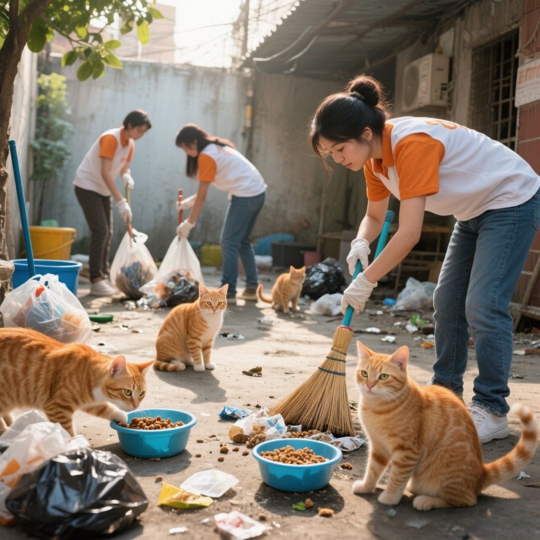 CatmoggyX's tweet photo. A clean environment = a safe life for stray cats. 🐱💚
Today we went out to clean up the areas where they find food and shelter.
A small step, but a big impact for those who cannot ask for help.

#Catmoggy #CleanTogether #SaveTheCats https://t.co/StD8NQ357e