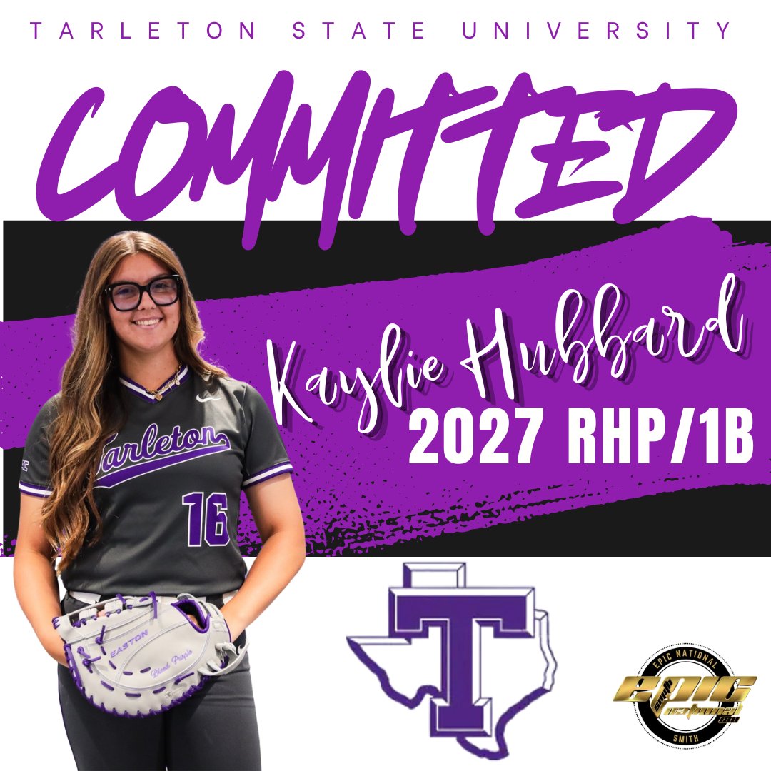 She's 💯 TEXAN!! Congratulations to <a href="/KJH_2027/">Kaylie “KJ” Hubbard</a> for committing to further her academic and athletic career at <a href="/TarletonSB/">Tarleton State Softball</a>. Go Texans! Let's work! #DES <a href="/EastonFastpitch/">Easton Fastpitch</a> <a href="/BlackStarATHL/">Black Star Athletics</a> <a href="/LineDsoftball/">Line Drive Media</a> <a href="/ExtraInningSB/">EXTRA INNING SOFTBALL</a>