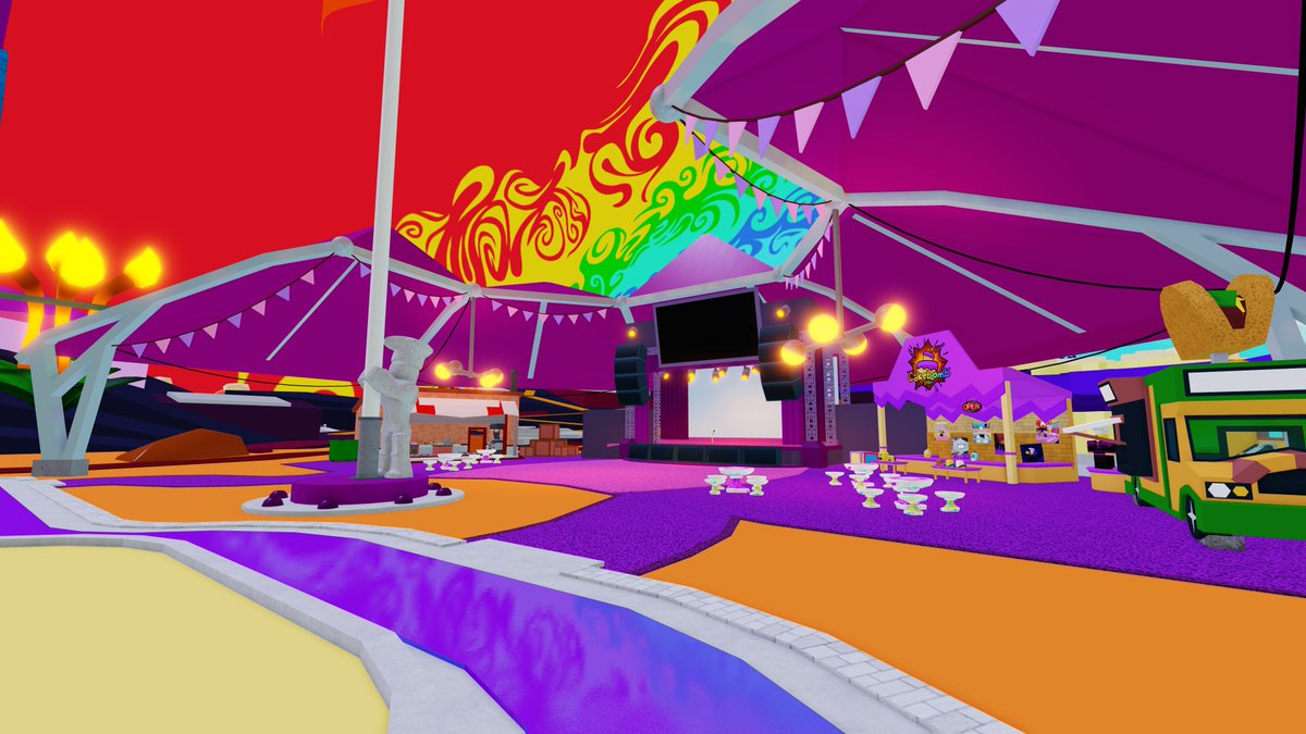 thebensterRBLX's tweet image. We're still hard at work building the new map for Make a Cake! Today we want to show off the Pavilion! This will host event space, snack bars, and our official UGC shop, and will be located right outside of the new spawn area. Check it out! #Roblox #RobloxDev
