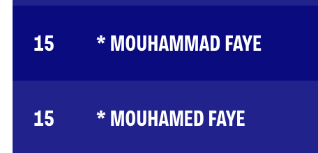 Hello <a href="/LNBofficiel/">Ligue Nationale de Basket</a>,
Dans les matchs de Paris, vous avez un joueur imaginaire (Mouhammad Faye) aux côtés de Mouhamed Faye.
Faye sur le site de <a href="/ParisBasketball/">Paris Basketball</a> :
parisbasketball.com/player/mouhame…