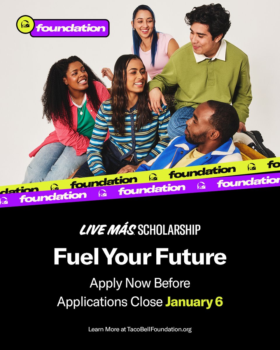 #TacoBellFoundation just opened applications for the 11th annual Live Más Scholarship. Over $14.5 MILLION is up for grabs this year to help students chase their passions. Apply now through January 6, 2026 at TacoBellFoundation.org. #LiveMas #TacoBell #LivingMas #Scholarship