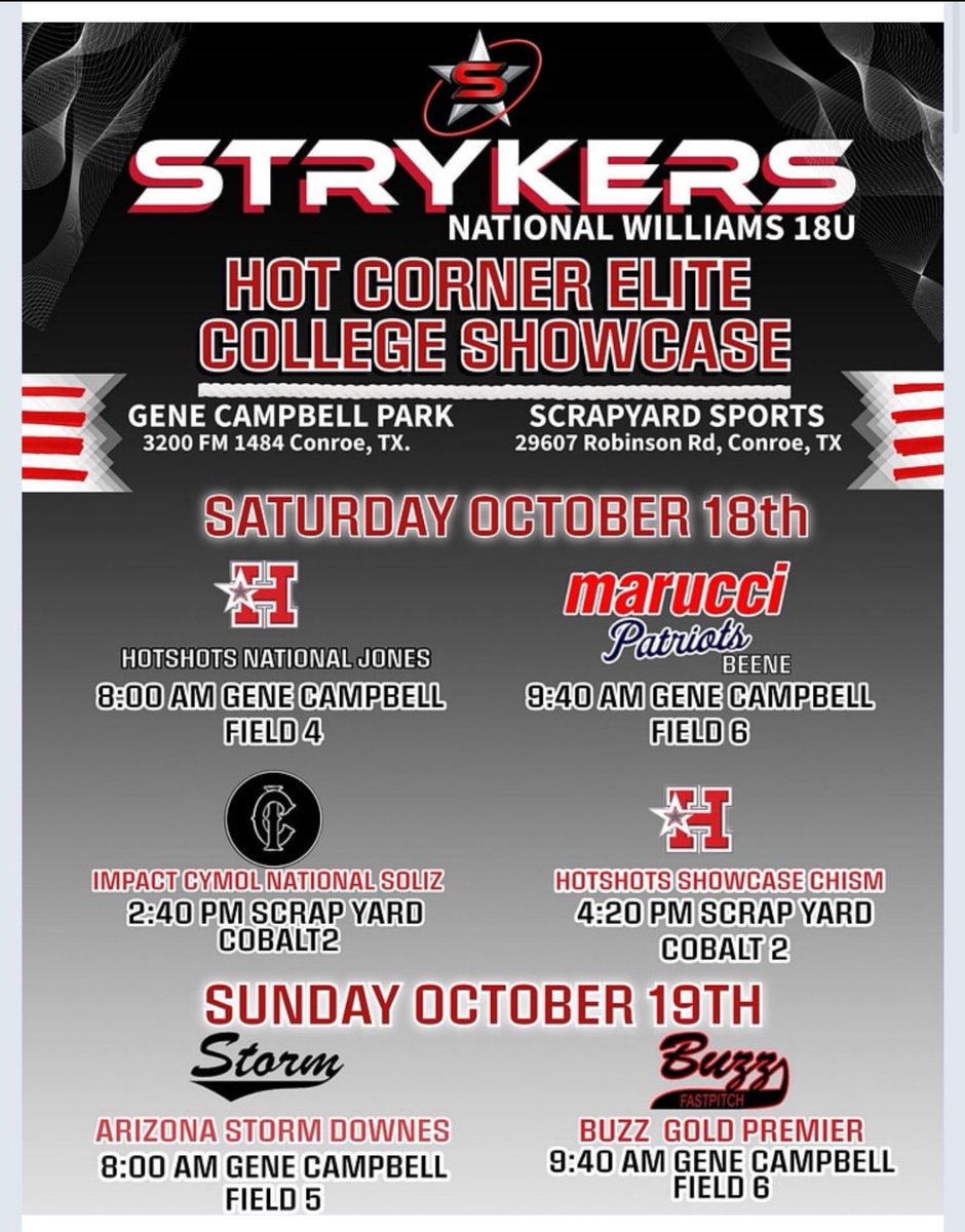 AddisonVargas36's tweet photo. Schedule for this weekend! @NationalEsparza @StrykersNation https://t.co/iNbICEOgbA