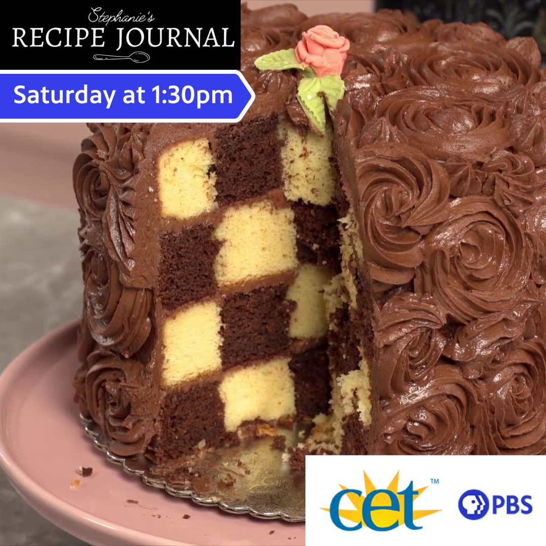 Learn how to make a gorgeous checkerboard cake at home on a new episode of Stephanie's Recipe Journal this Saturday at 1:30pm on CET, the station livestream, or the PBS App - learn more: cetconnect.org/stephanies-rec… #pbs #baking #recipejournal #cake