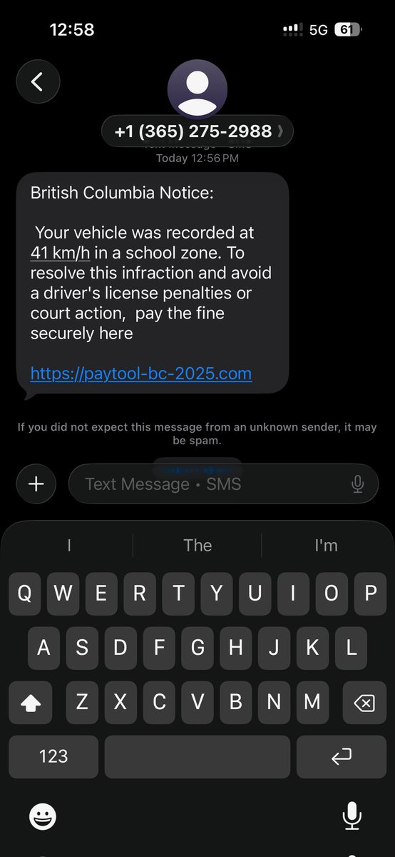 VPDTrafficUnit's tweet image. If you receive a text like this, it&apos;s not from us. It&apos;s a scam! @VancouverPD will never suggest you pay a fine in this manner. Nor do we notify traffic violators by a message to their phone. Remember, don&apos;t click the link and don&apos;t send money! #ScamAlert #BeSmartAndStaySafe