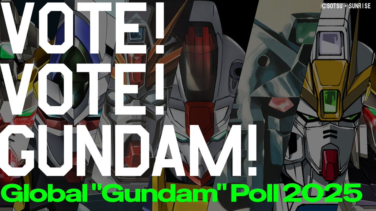 GundamInfoNA's tweet photo. Worldwide “Global Gundam Poll 2025” Kicks Off

To commemorate the launch of the GUNDAM Official Website, the first-ever official global Gundam project will be held: The Worldwide Global Gundam Poll 2025. Voting will be open until Thursday, December 25, 11:59 PM (JST), allowing each participant to cast one vote per day for their favorite Gundam. The poll is available in 10 languages. Eligible candidates include Gundam-type mobile suits and other mobile suits bearing the “Gundam” name appearing in both the Universal Century and Alternative Series, as featured on this website. 

Votes collected from around the world will be tallied to determine regional rankings by language as well as a global ranking. Additionally, the top-ranked Gundam will be commemorated with a newly drawn illustration created especially for this campaign.

Global Gundam Poll 2025: https://t.co/rNF0QsSWQY