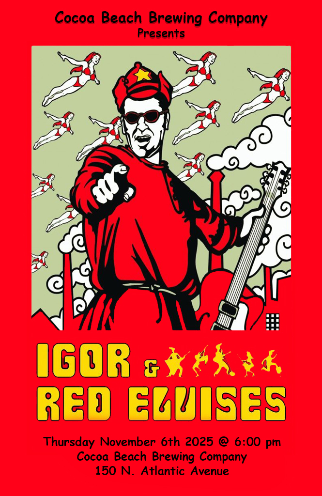 CocoaBeachBrew's tweet photo. We are just under 3 weeks away from the triumphant return of Igor &amp; the @Red_Elvises at Cocoa Beach Brewing Company! Thursday November 6th at 7:00 pm in the beer garden. https://t.co/zdDinP4q42