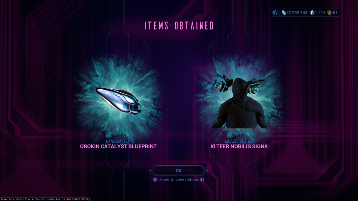 Withered_Player's tweet photo. Came back after a break, to check out the new update, and got the best possible reward from the Void Surplus.  What a way to return to the game. GGs.
#Warframe https://t.co/jJO8tPvXkM